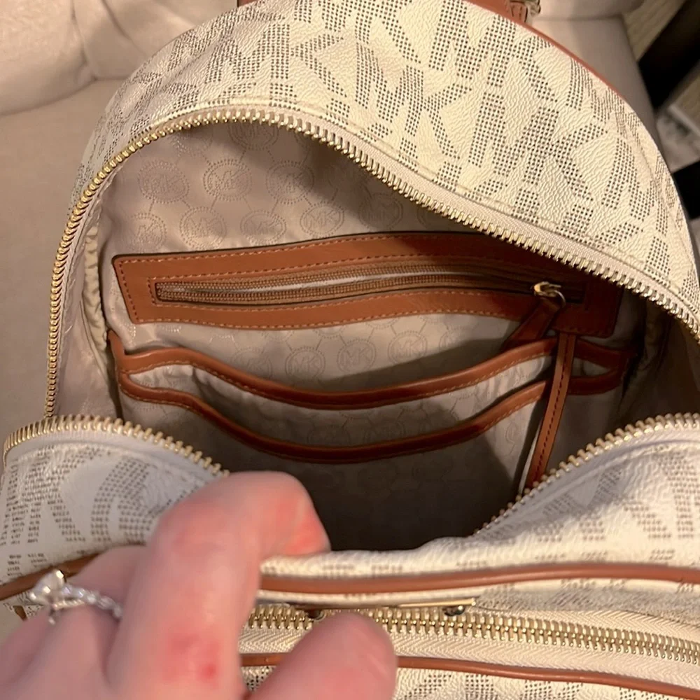 Michael Kors Cream and brown zip backpack - Picture 8 of 12